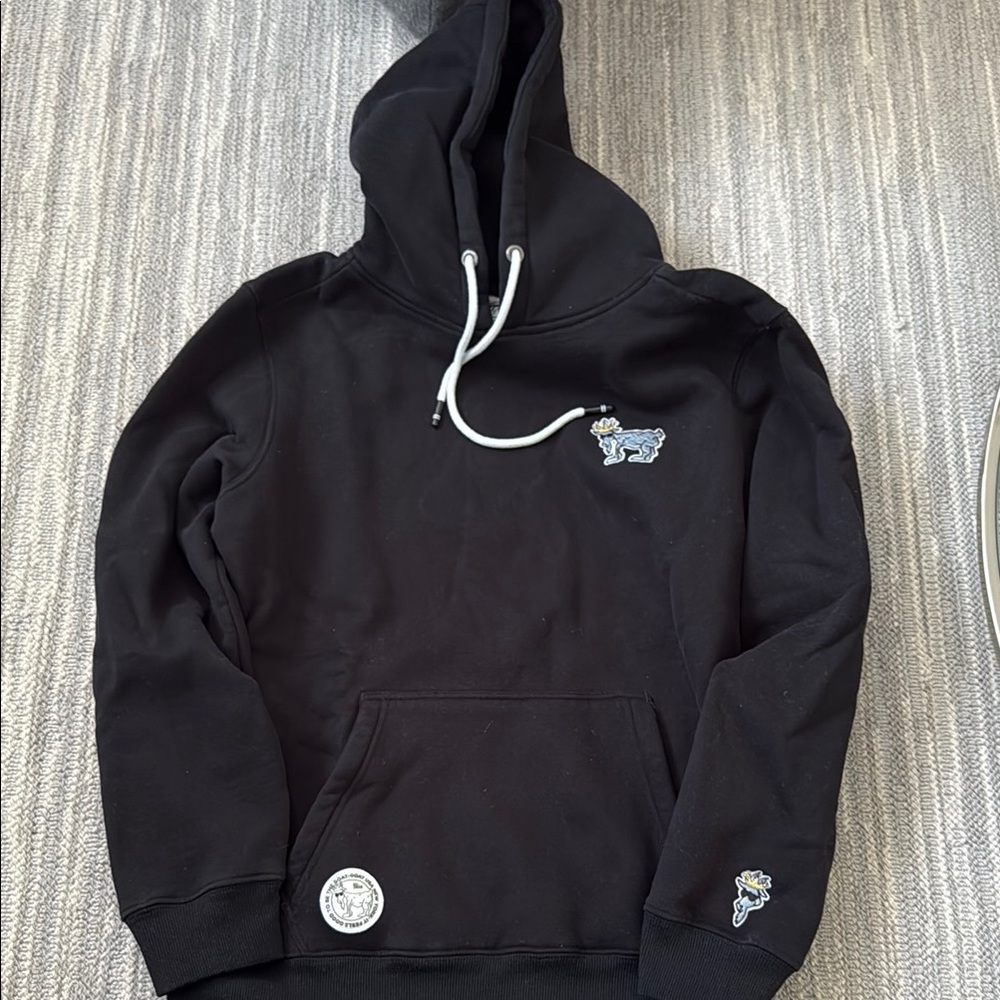 Classic Black Pullover Sweatshirt with White Drawstrings